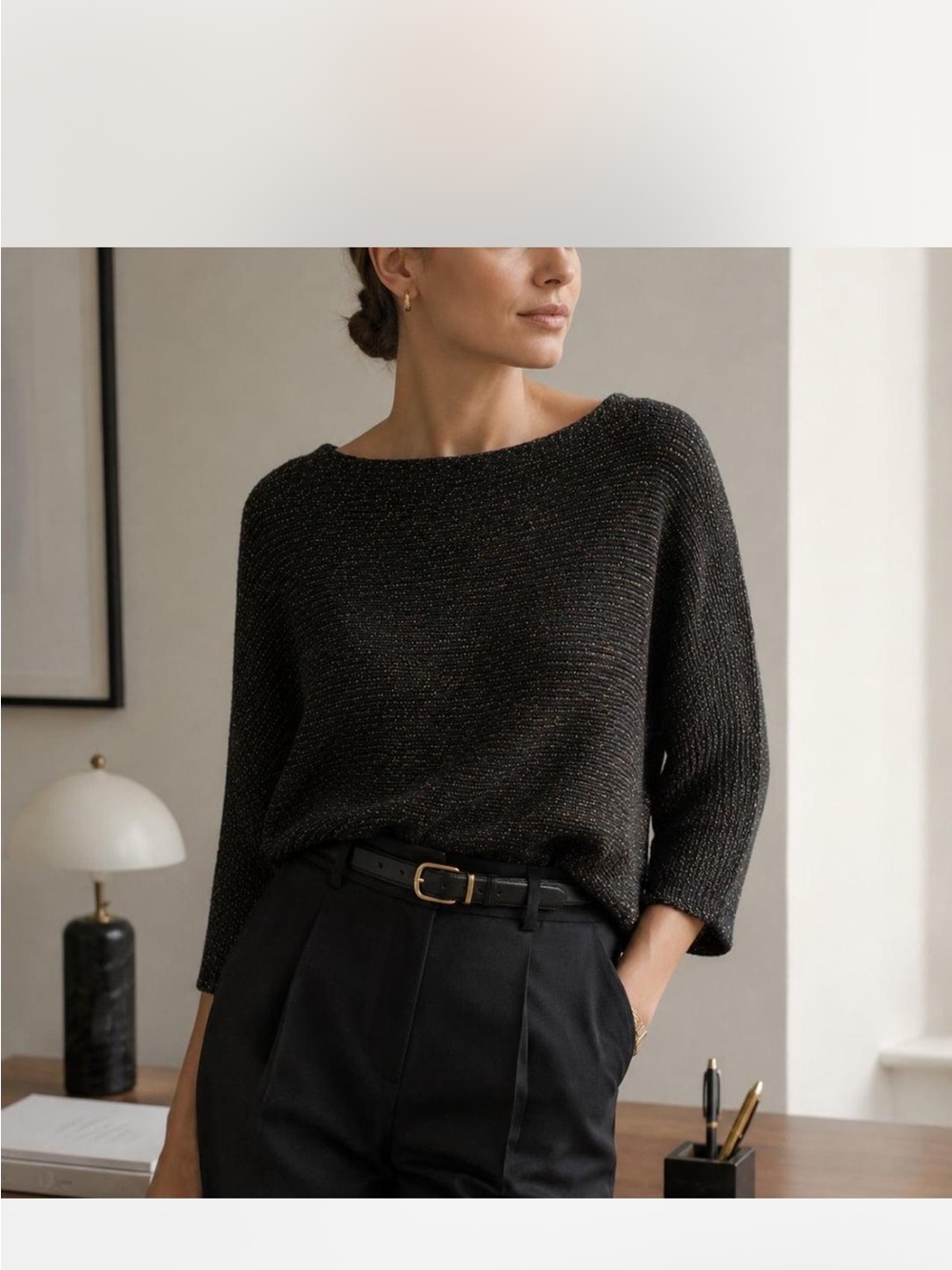 Eileen Fisher Black Metallic Sweater XXS
